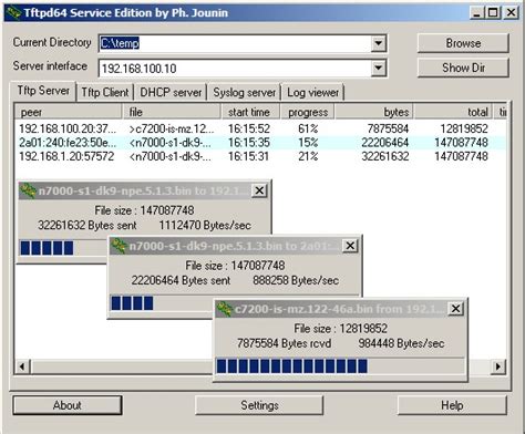 TFTPD64 : an opensource IPv6 ready TFTP server/service for .